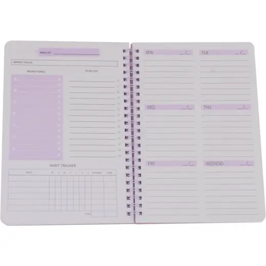 A5 Weekly Planner Non-Dated Purple Open